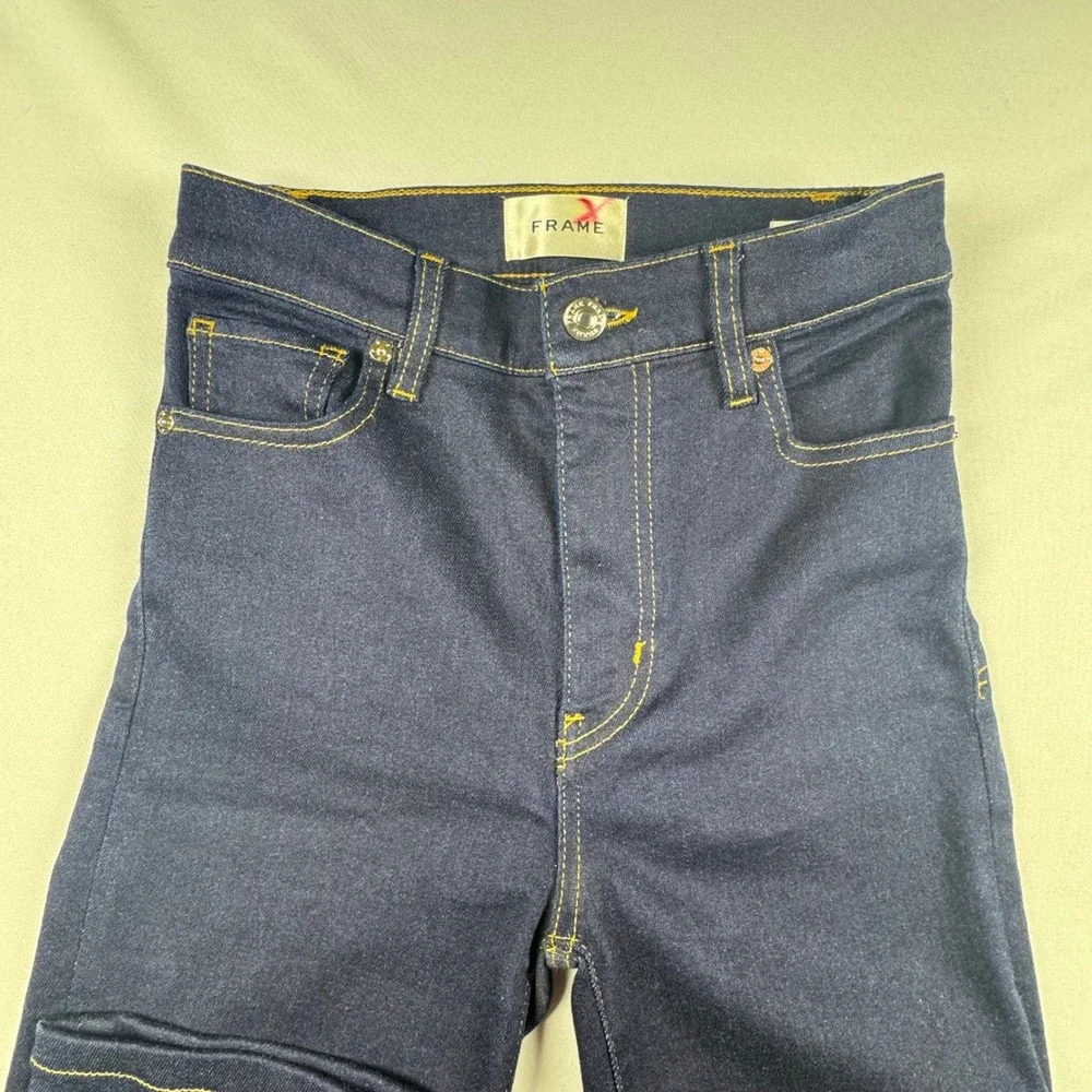Frame Le Sleek Straight Jeans Stargirl Dark Indigo High Rise LSLS243 Size 25